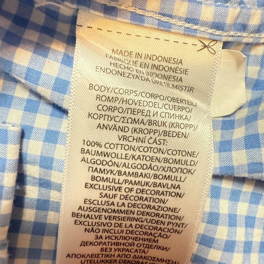 Ralph Lauren Kids XL Button Down Shirt Blue White‎ Gingham Check Natural Stretch